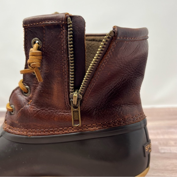 Sperry Topsider Womens 7m Brown Leather Duck Boots. Rain Boots. Side Zip. Rubber - Picture 8 of 14
